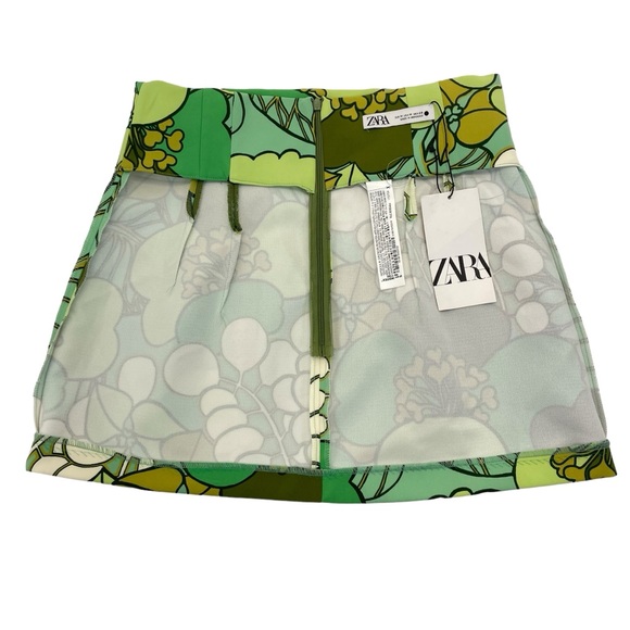 ❣️HP❣️NWT Zara Mini Skirt Medium Green Multi - Picture 8 of 11